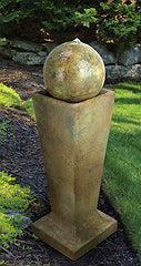 Sphere Bubbler Fountain on Tall Pedestal