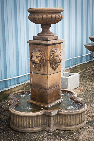 58" Milano Urn Lion Fountain